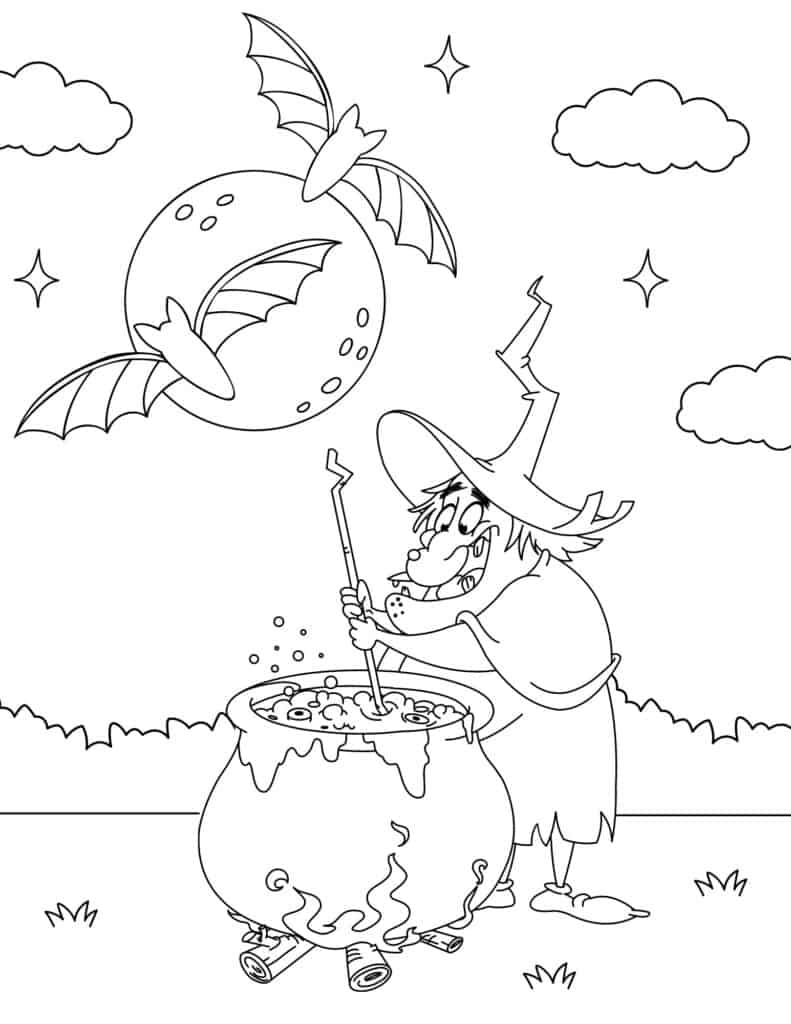 Free halloween witch coloring pages