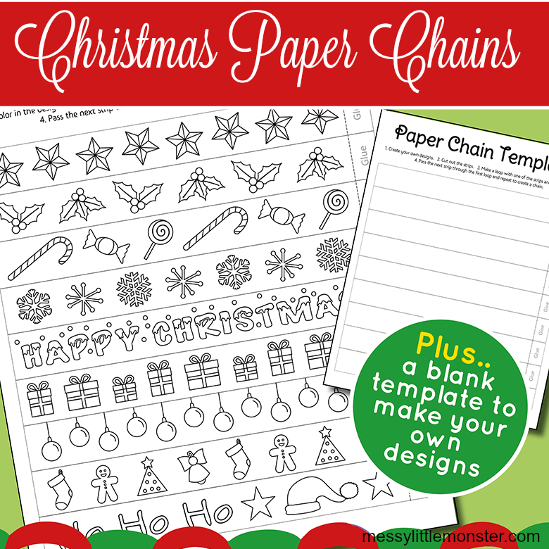 Festive christmas paper chain template