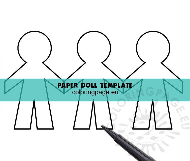 Free paper doll chain template coloring page