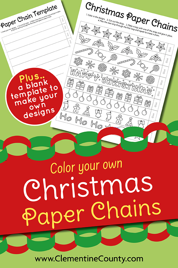 Free printable christmas chains to color clementine county