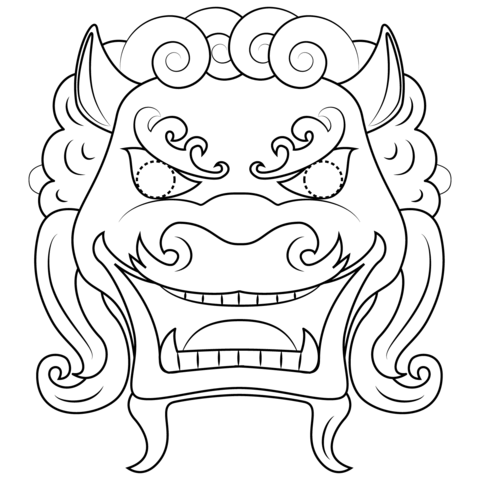 Chinese lion mask coloring page free printable coloring pages