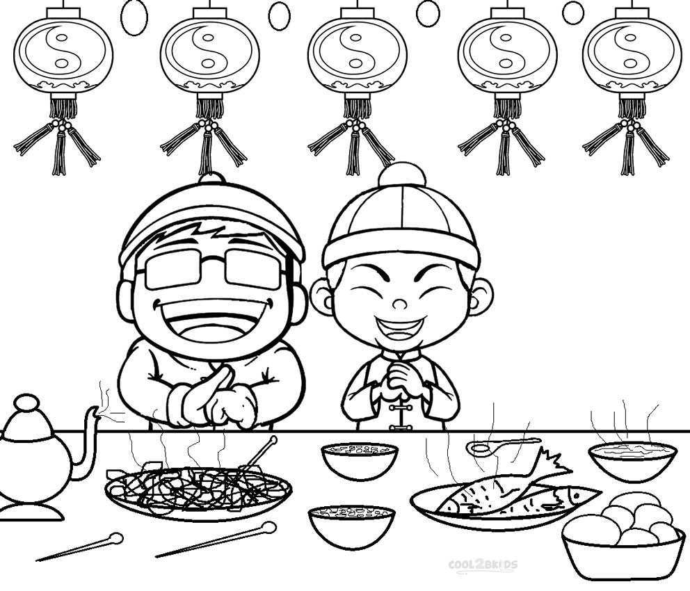 Printable chinese new year coloring pages for kids