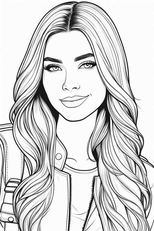 A line art of a pretty woman