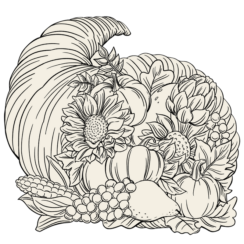 Cornucopia coloring paper placemats â the monogrammed home