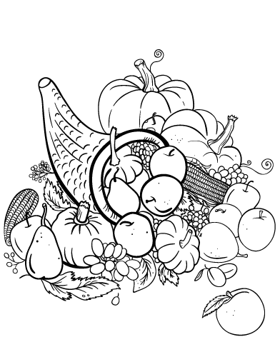 Free cornucopia coloring page