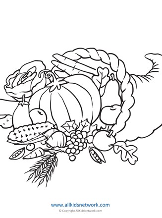 Cornucopia coloring page all kids network