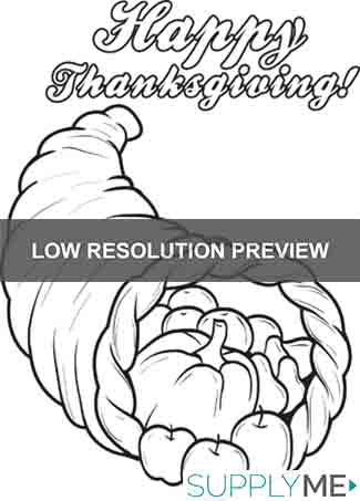 Printable cornucopia thanksgiving coloring page for kids â