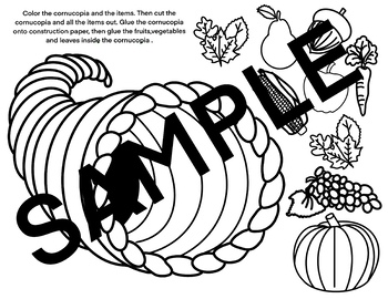 Cornucopia activity cornucopia color and cut craft tpt