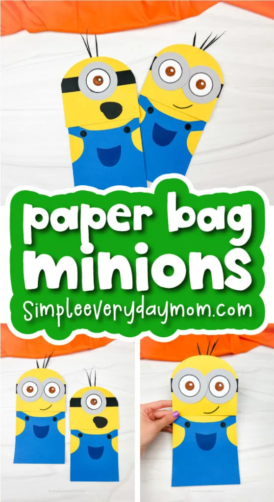 Minion paper bag puppet craft free template