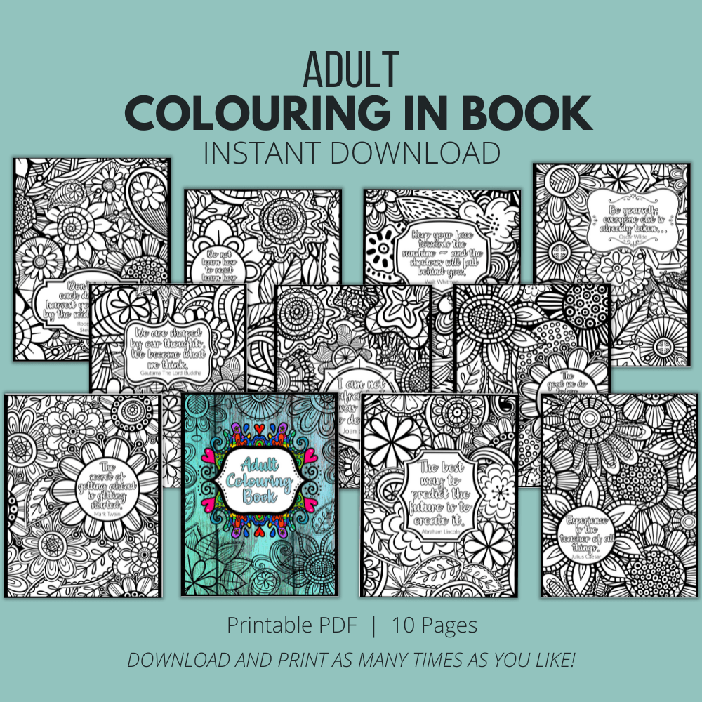 Adult colouring book digital printable