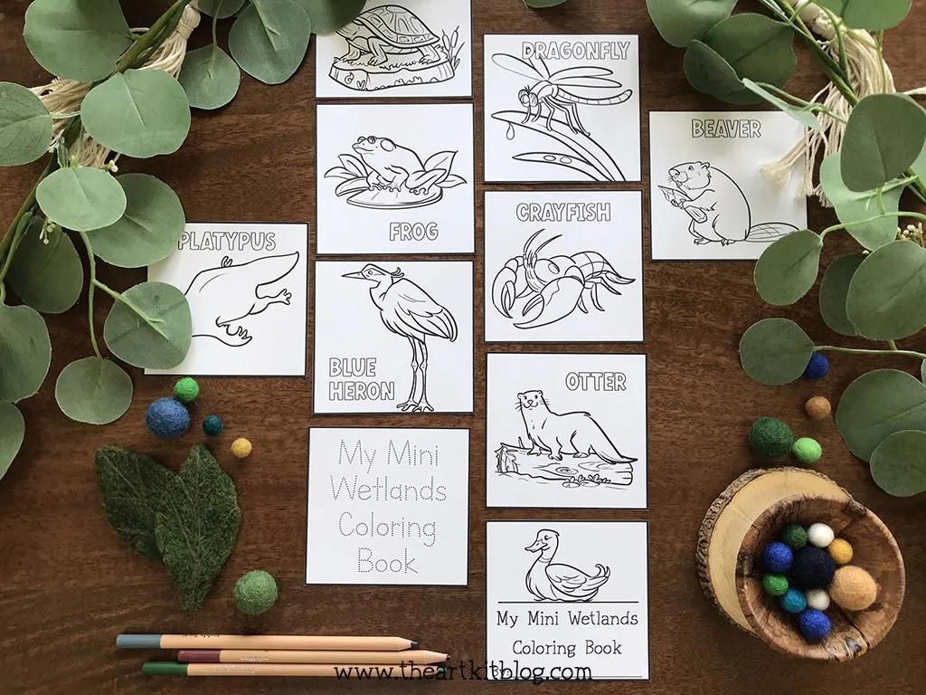 Mini wetland animal coloring pages free printable download â the art kit