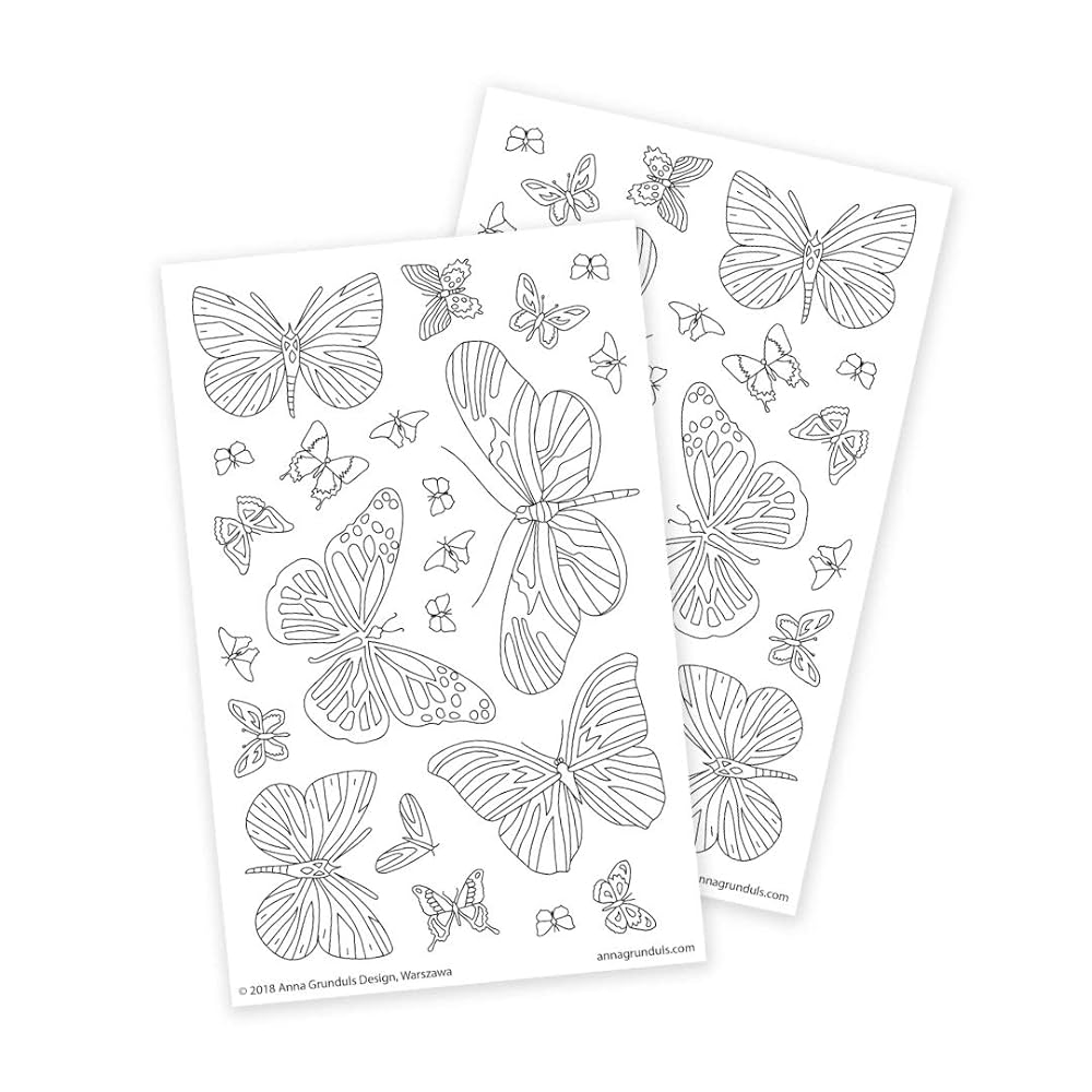 Butterfly coloring stickers for diy planner decoration paper crafts or party favors sheets handmade products