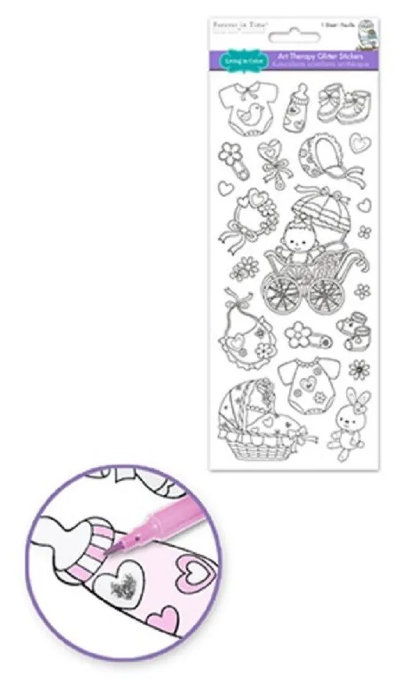 Paper craft stickers scrapbooking color art new baby girl bottle rattle