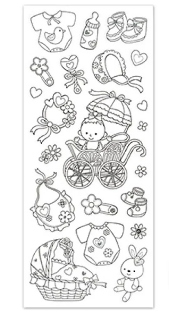 Paper craft stickers scrapbooking color art new baby girl bottle rattle