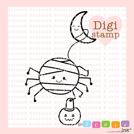 Mummy spider digital stamp halloween digi spider digital art for card making paper crafts scrapbooking stickers coloring pages