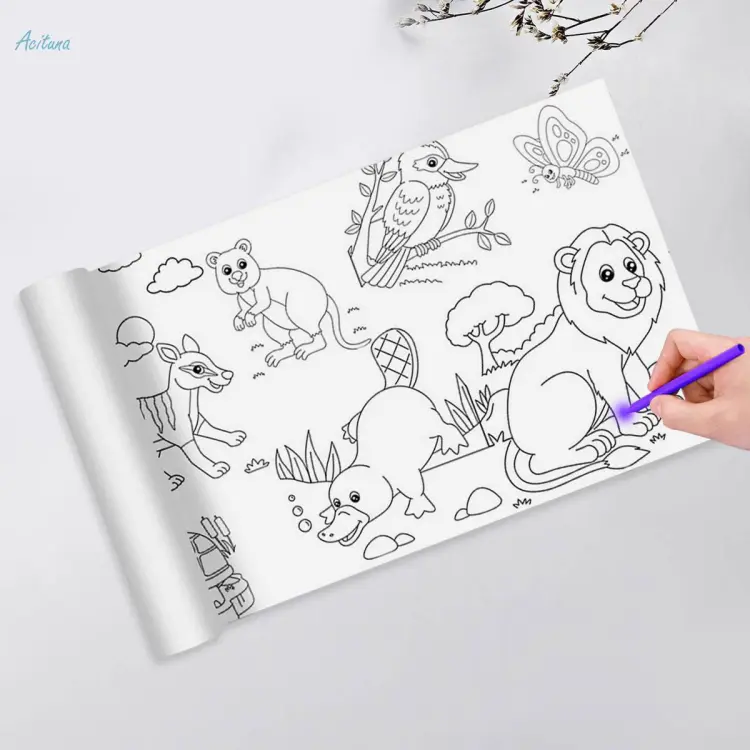 Large children colouring roll arts crafts activity coloring book paper watercolor wall sticker theme scene color filling paper for classroom