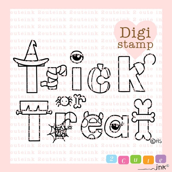 Trick or treat letters digital stamp for card making paper crafts scrapbooking hand embroidery invitations stickers coloring pages