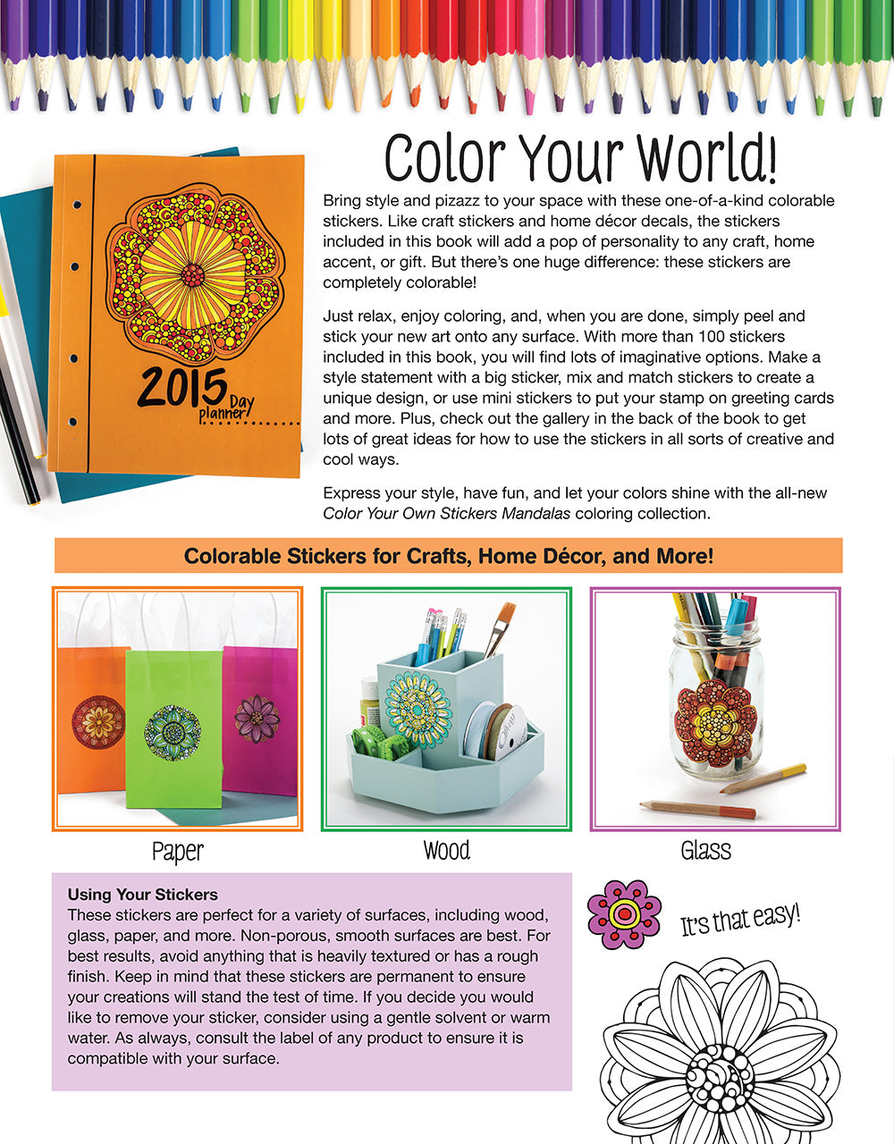 Color your own stickers mandalas â fox chapel publishing co