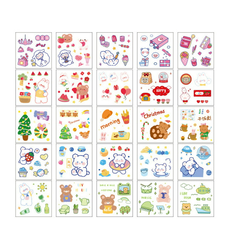 Harmtty pcsbox paper stickers cartoon no duplicate with cut film portable easy to store decoration pet painters daily life craft stickers girl giftc