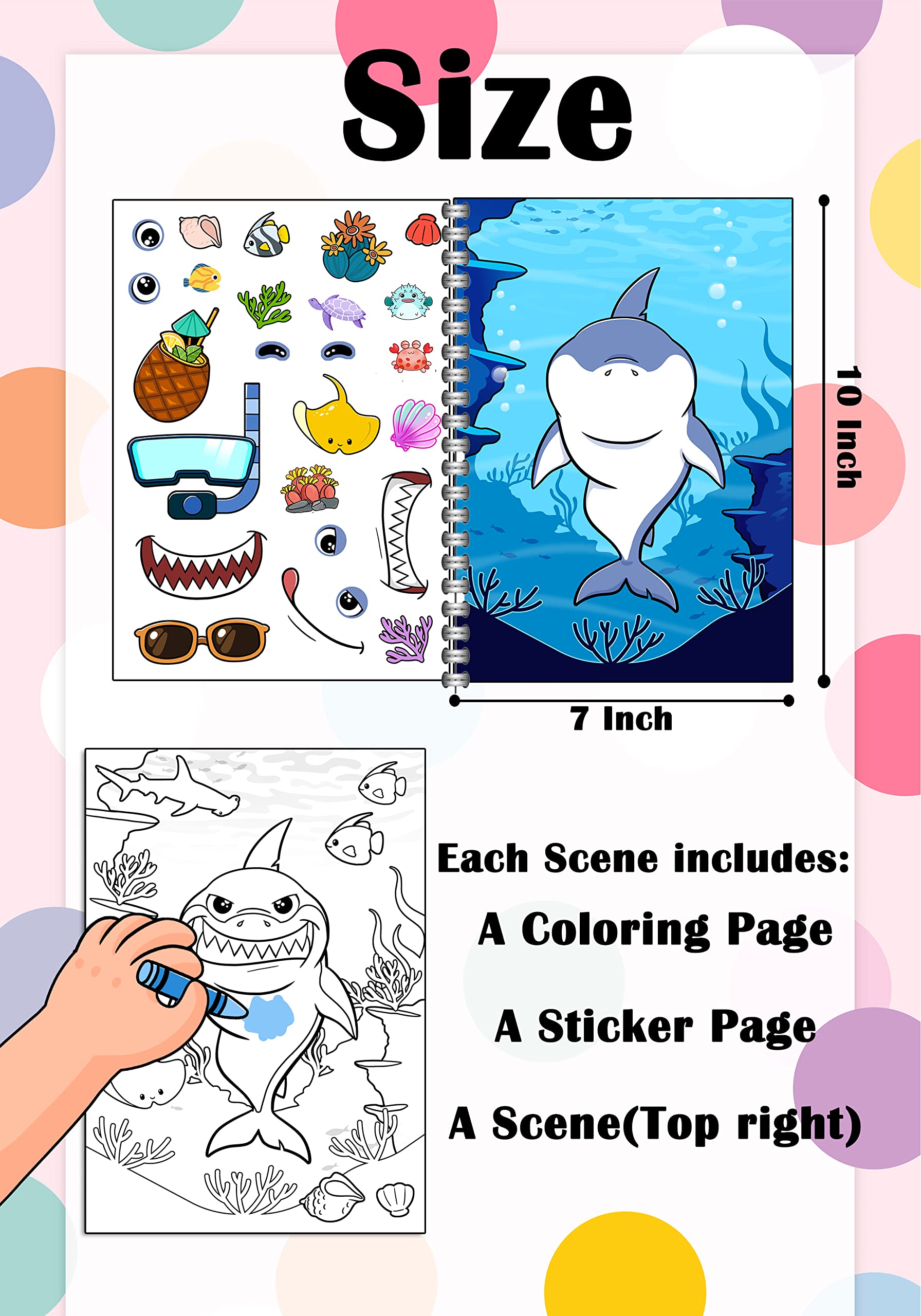 Pcs stickerscoloring book for kids