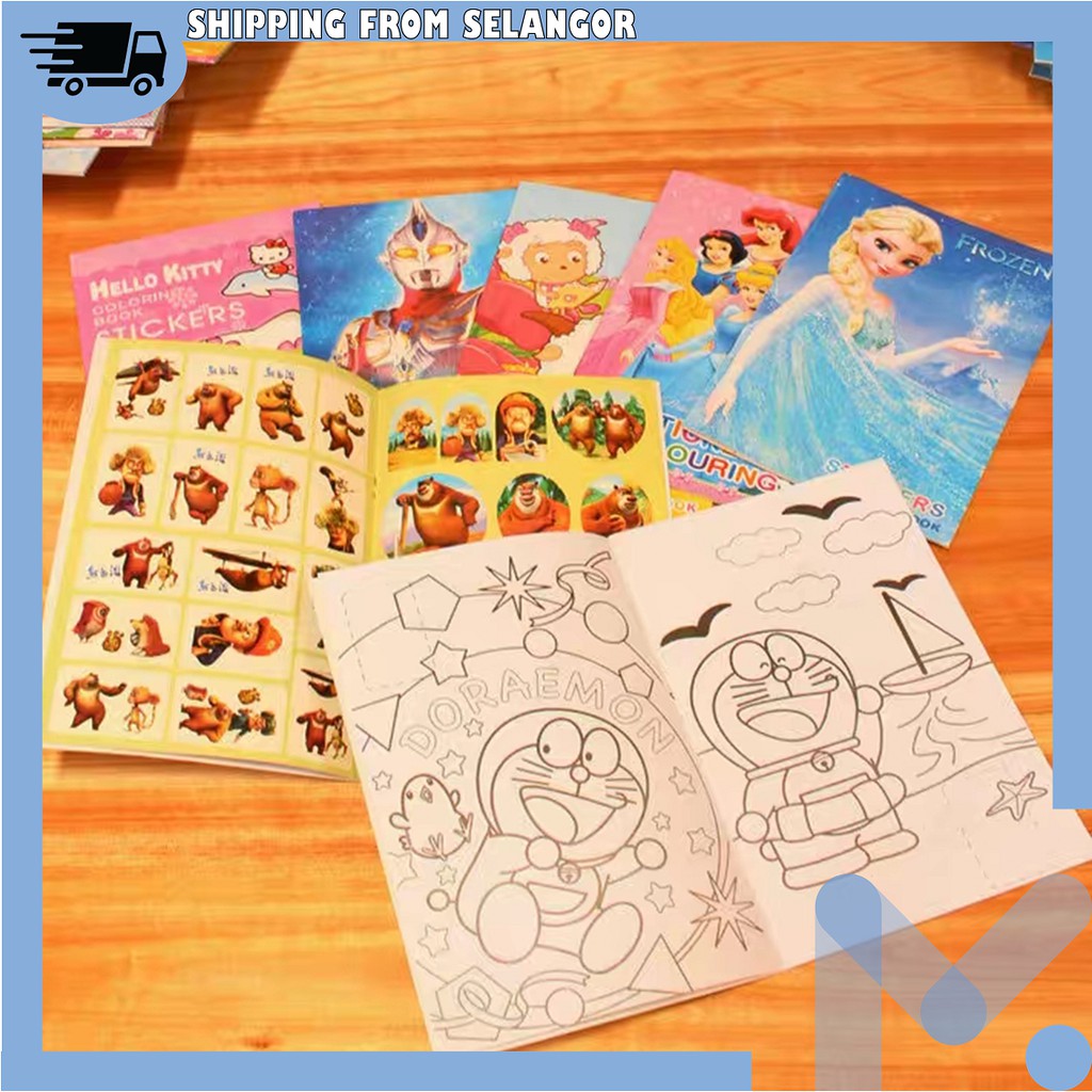 A mini colouring sticker book for activity door gift souvenir mini booklet goodies art craft kids diy malaysia