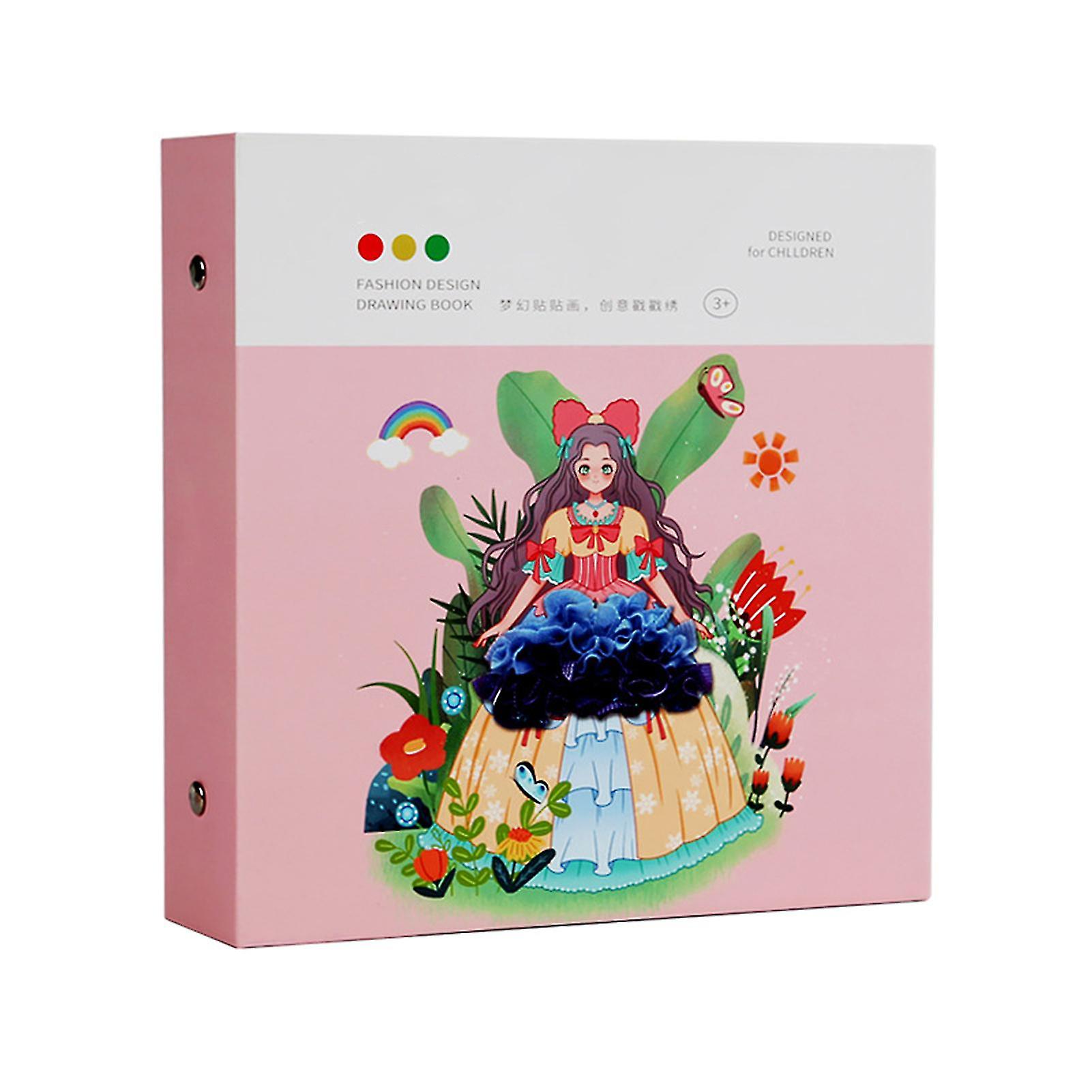 Set girls drawing paper craft kit with stickers pen princess dress