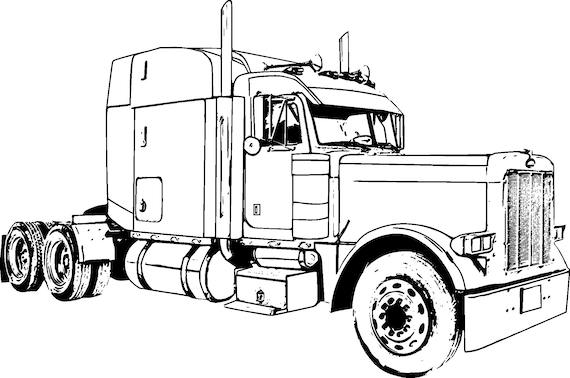 Big rig truck coloring page poster