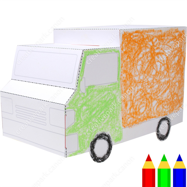 Drawing papercraft truck