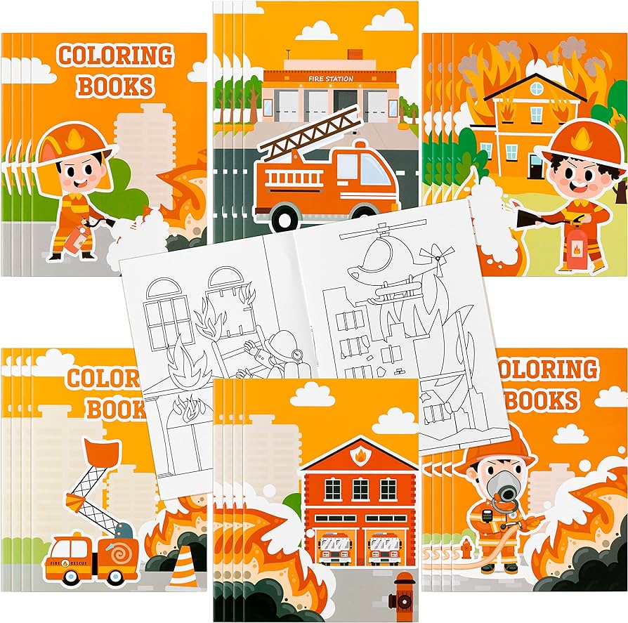 Japbor pcs fire truck coloring books for kids firefighter party favors color pages drawing booklet supplies fireman themed diy art doodle colouring book bulk painting games goodie bag fillers paper craft