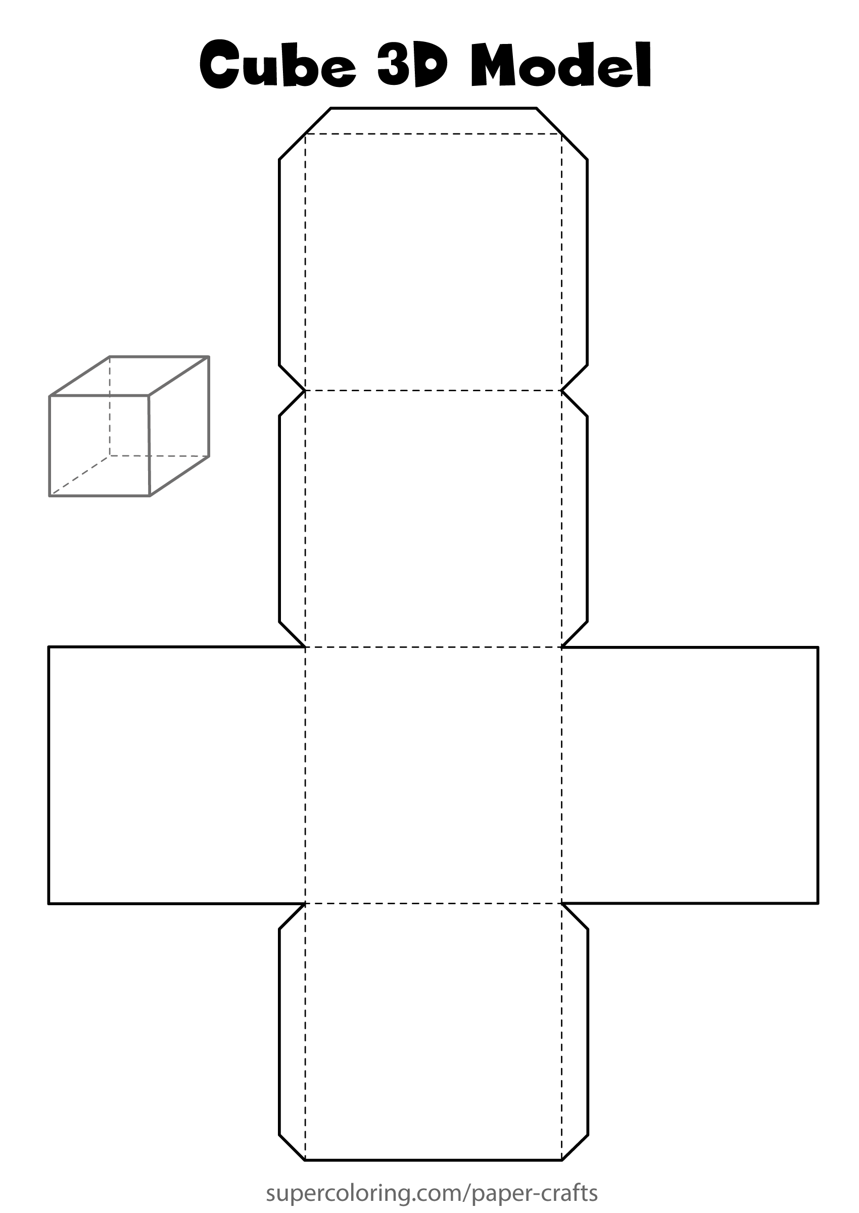 Cube d paper model free printable papercraft templates