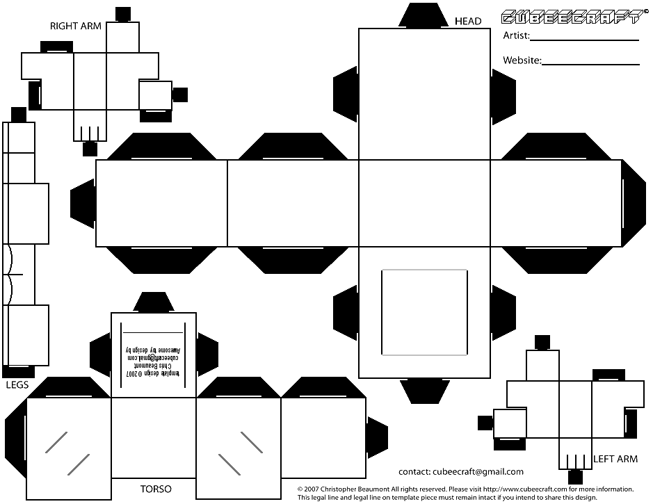 Cubee blank regular template free printable papercraft templates