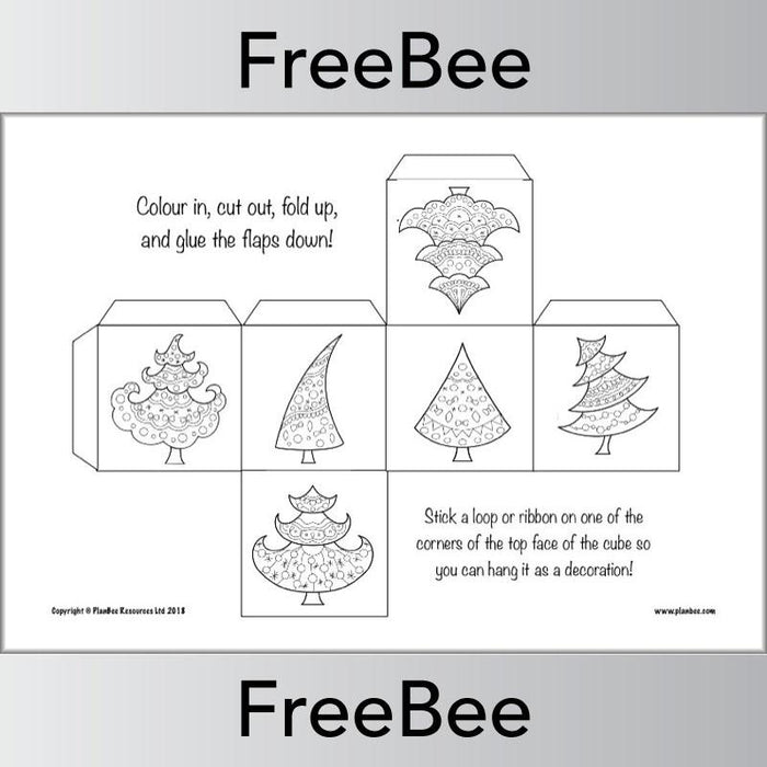 Free cube paper christmas decoration templates by