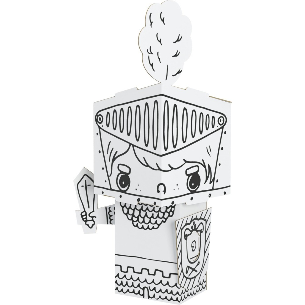 Coloring page cube head mini knight monumi