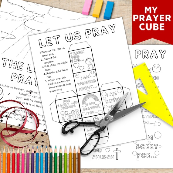 My prayer cube coloring page christian game sunday school bible activity printable