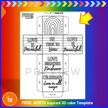 Pride month craft printable d cube paper template by the creative table