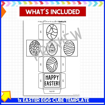 Easter d cube printable paper craft template d cutting and folding activity