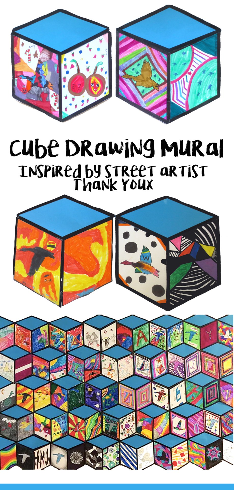 Cube mural inspired by street artist thank youx â art is basic an elementary art blog