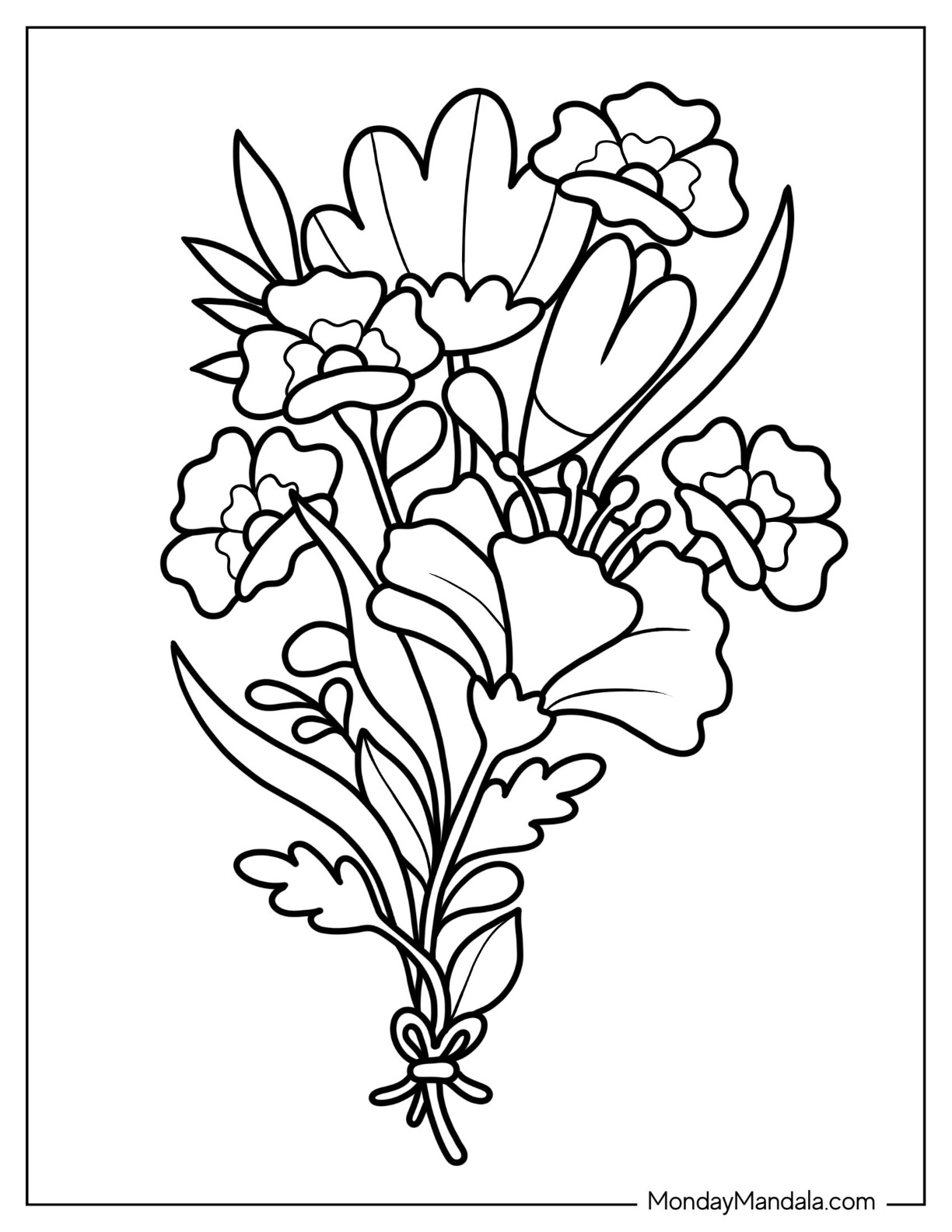 Flower coloring pages free pdf printables