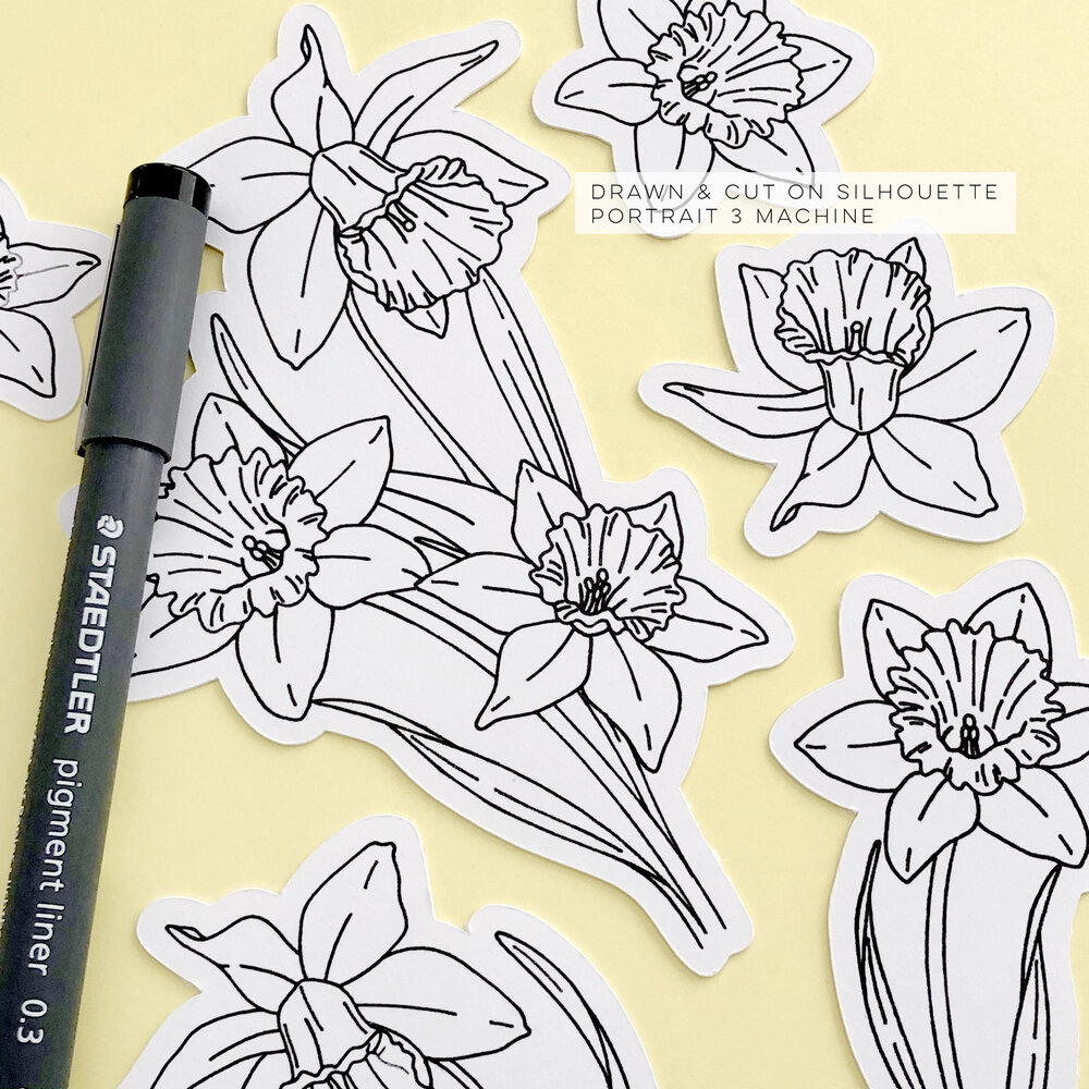 Daffodil flower single line svg files â joanna seiter