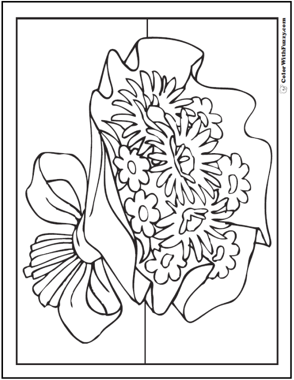 Flower coloring pages â tulips roses lilies daisies bouquets