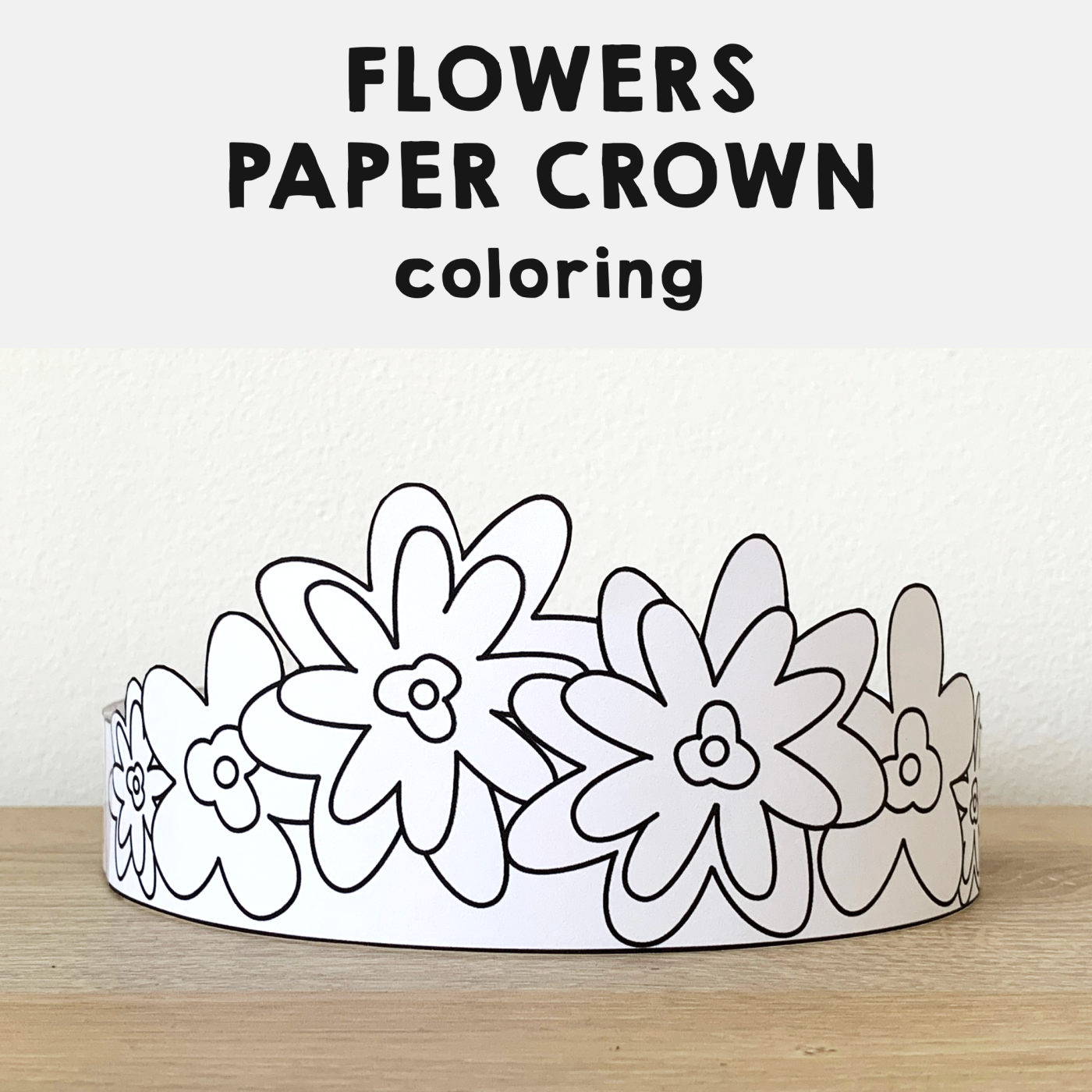 Flowers paper crown printable coloring craft made by teachers