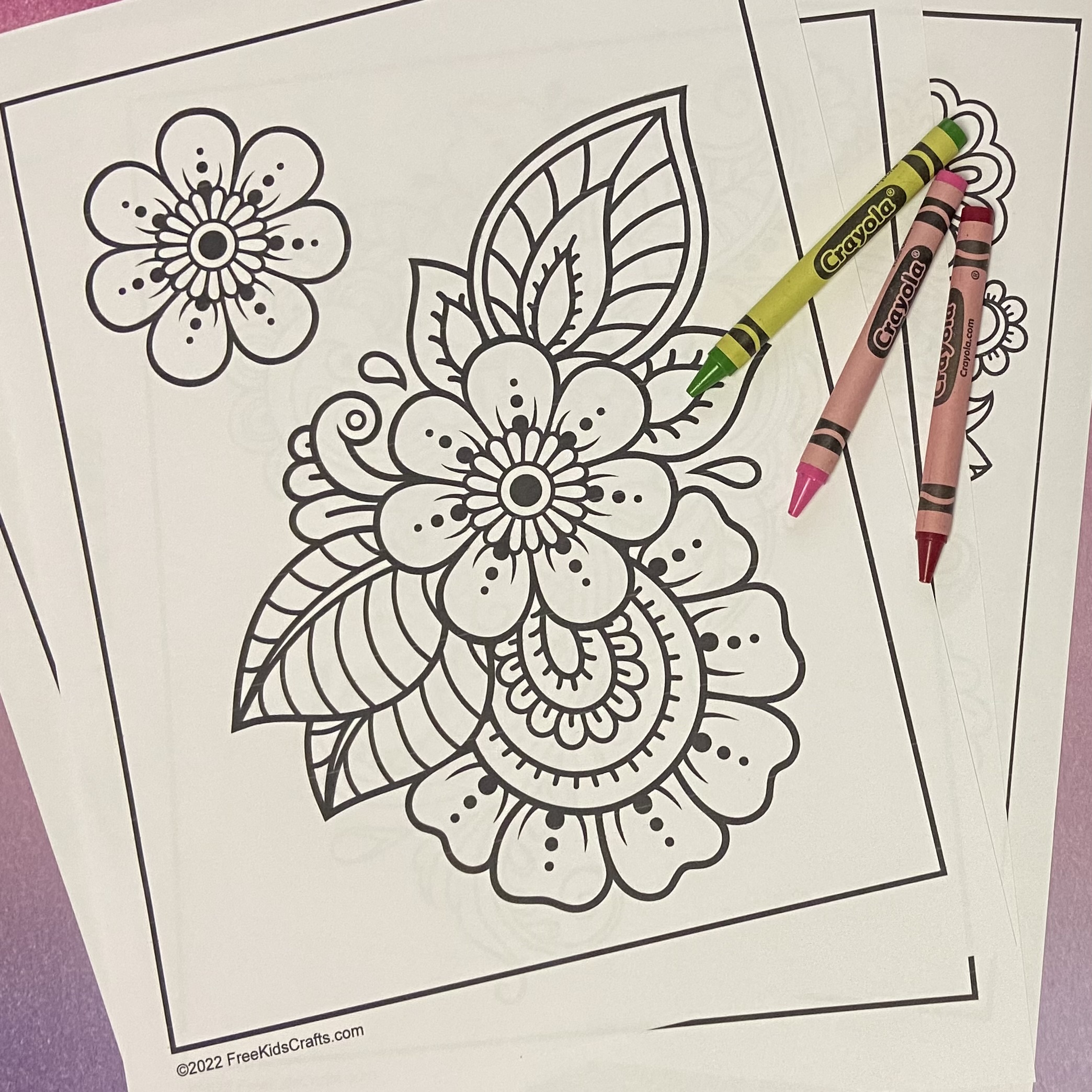 Mehndi flowers coloring pages