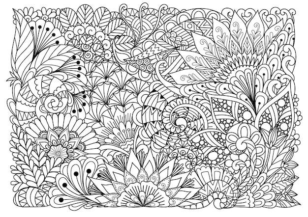 Premium vector abstract flowers for backgroundadult coloring bookprinting on productengravingpaper cutting and so on vector illustration