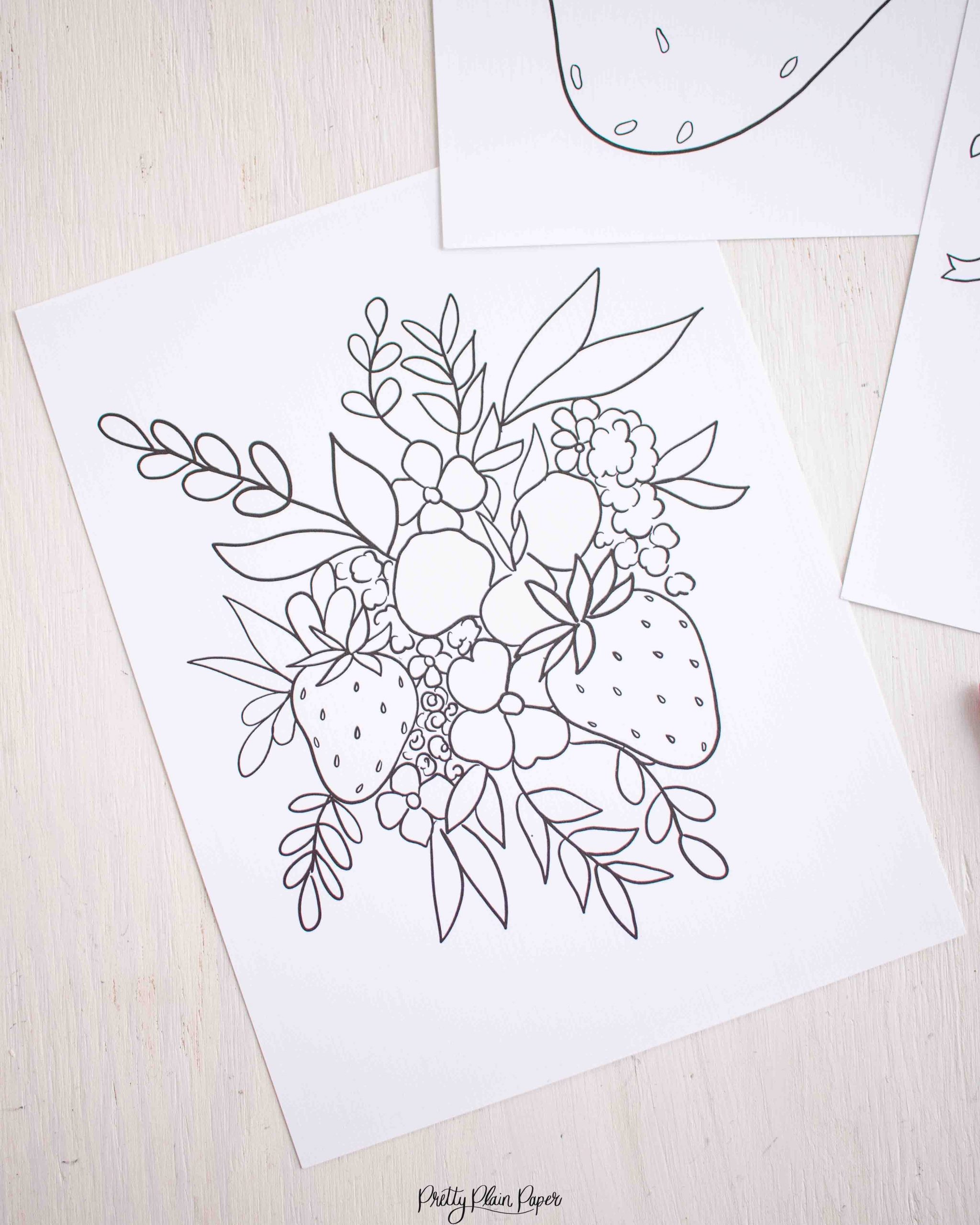 Strawberry coloring pages