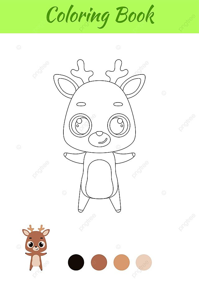 Happy deer coloring page for preschoolers with cute animals vector toddler art paper png and vector with transparent background for free download