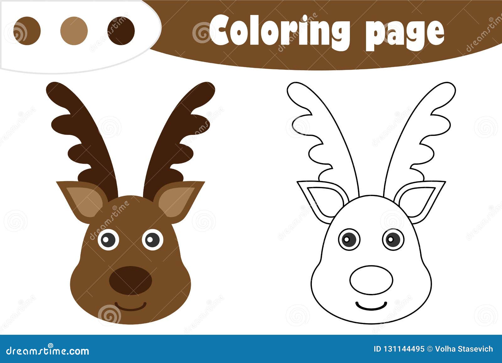 Deer in cartoon style christmas coloring page education paper game for the development of children kids preschool activity pri stock illustration