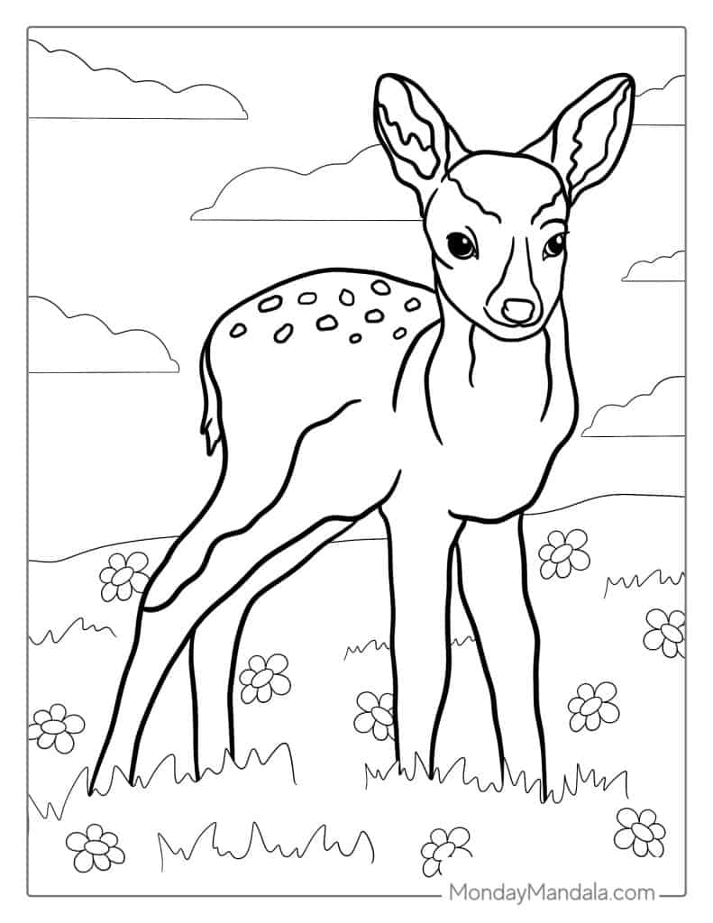 Deer coloring pages free pdf printables