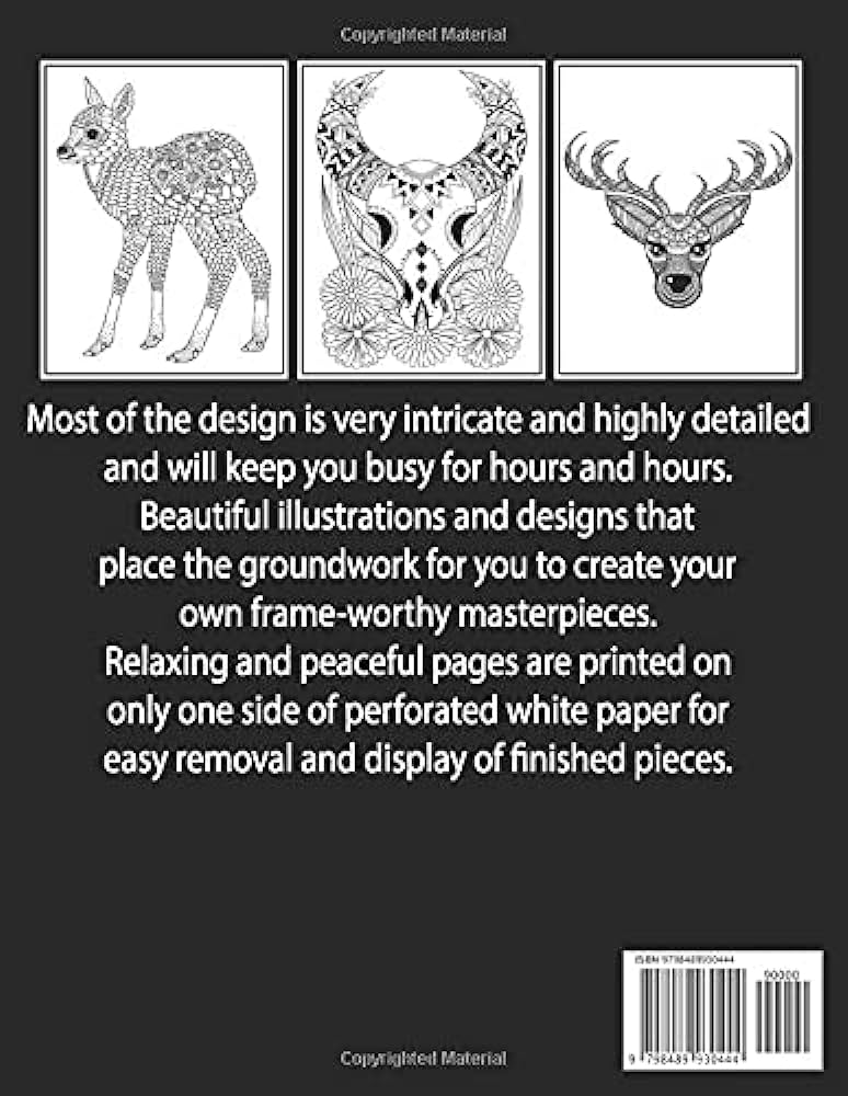 Cute deer coloring book an awesome deer deer coloring pages of deer for adults relaxation with stress relieving designs publishing realfull books