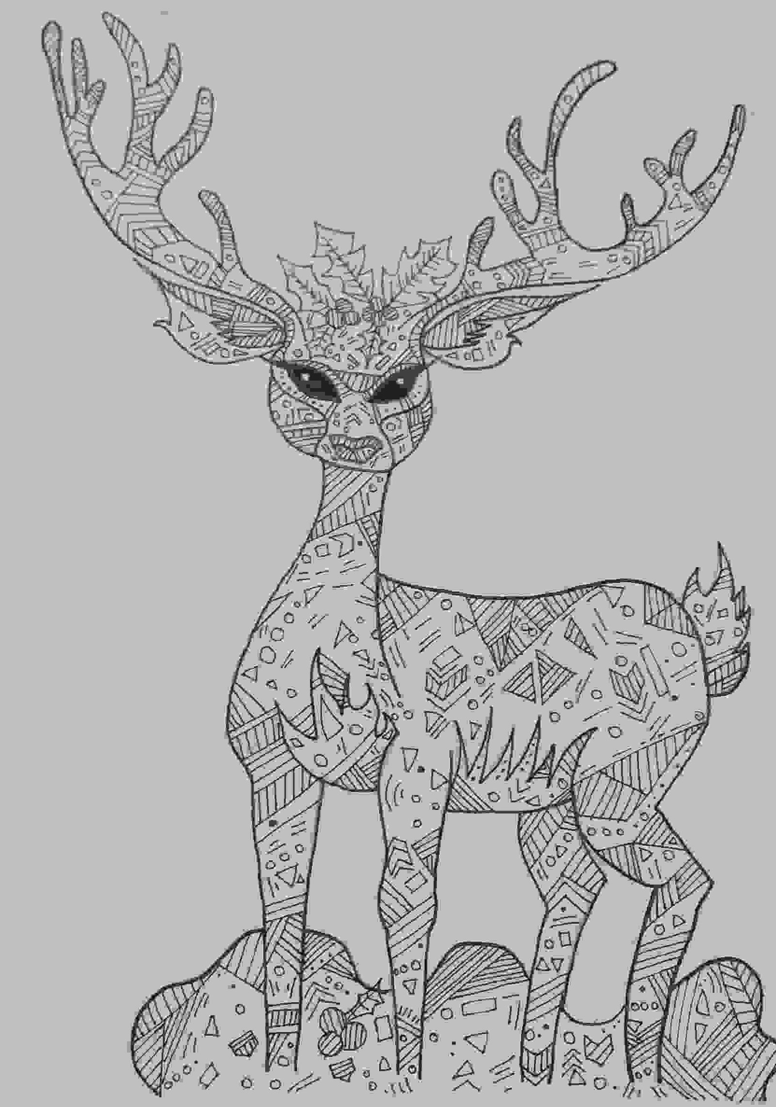 Painting of zentangle of deer in drawing paper