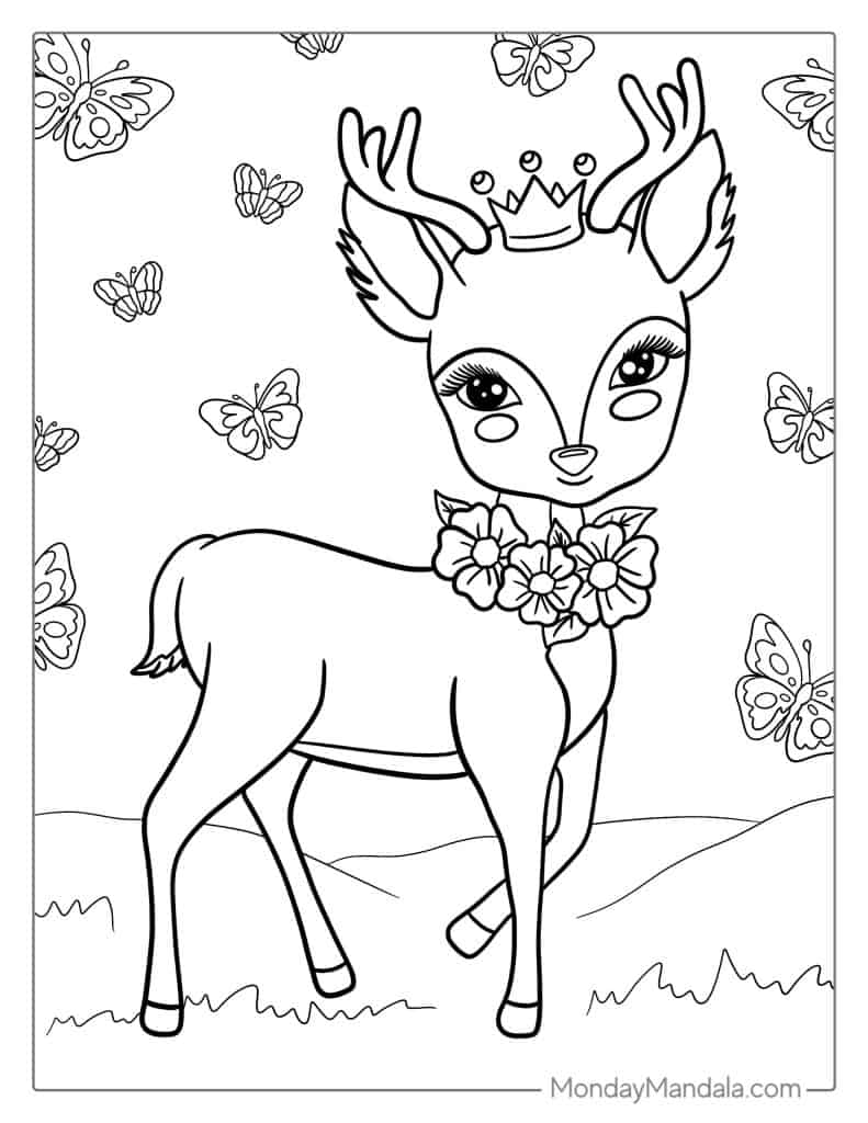 Deer coloring pages free pdf printables